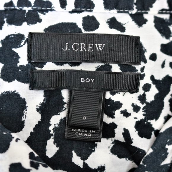J. Crew Black White Snowcat Boy Shirt Button Up Long Sleeve Women’s Size 0 - Picture 15 of 16